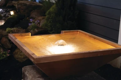 26" Square Copper Bowl w/12" Spillway