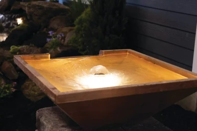 26" Square Copper Bowl w/12" Spillway