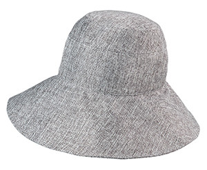 Packable big brim bucket hat made of a textured woven polyester with a fused lining.

The brim measures 4” with wire for shaping.

COLOR: Pepper

SIZE: One size fits most.