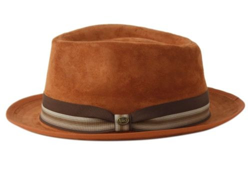Rust Faux Suede fedora 