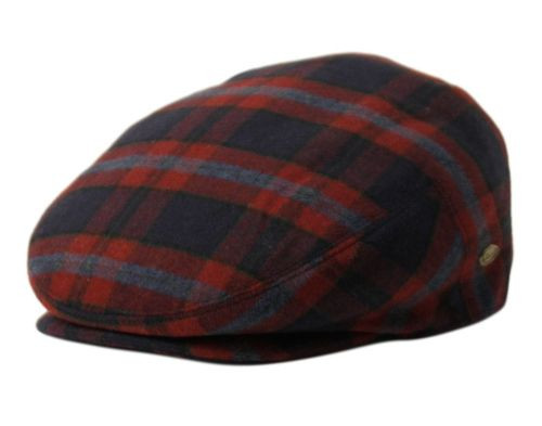 Brushed wool check ivy cap with cloth fabric lining

material: wool blend
color: red/blue plaid
snap brim