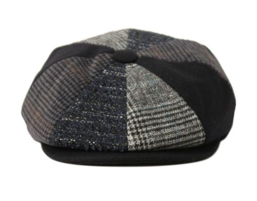 multi patch work newsboy cap with quilted satin lining
material: wool blend
color: multi color patch work