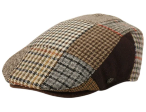 Patch work wool blend flat ivy cap with quilted lining
material: wool blend
color: patch work brown
size large 
 