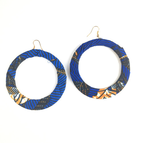 Royal Blue and Orange Circle Earrings