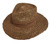 Natural raffia wide braid safari style. Featuring a double wrapped faux suede band. Inside adjustable sweatband. Sun shading 2 1/2” brim. COLOR: Tobacco. 
SIZE: One size fits some.