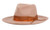 wide brim wool felt fedora with fabric band and leather string
material: 100% wool felt
size: one (adjustable drawstring)
brim: 3 3/4"