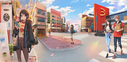 Poster Boy Building City Girl Anime Original APC