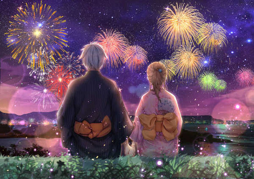Poster Boy Fireworks Girl Anime Original APC