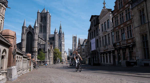 Jual Poster Ghent Belgium Houses Street Bicycle 1Z