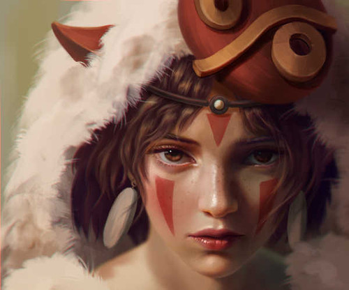 Poster Brown Eyes Face Princess Mononoke Stare Anime Princess Mononoke APC