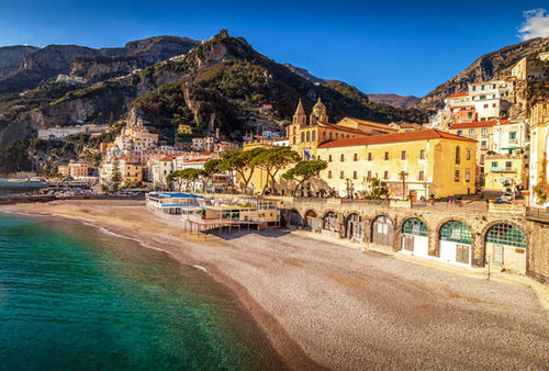 Jual Poster Italy Amalfi Houses Coast Mountains Beach 1Z