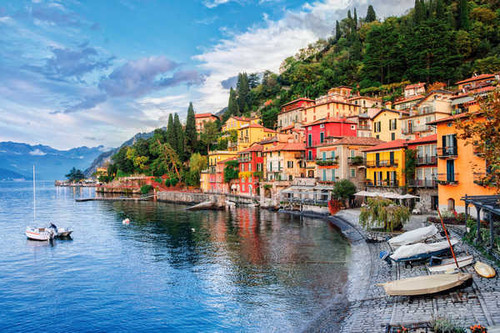 Jual Poster Italy Lake Coast Houses Marinas Boats Lake Como 1Z