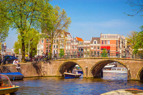 Jual Poster Netherlands Amsterdam Bridges Houses Boats Canal 1Z