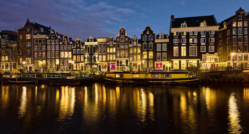 Jual Poster Netherlands Amsterdam Houses Marinas Canal Night 1Z 001