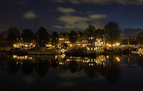 Jual Poster Netherlands Amsterdam Houses Marinas Canal Night 1Z 002