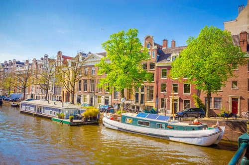 Jual Poster Netherlands Amsterdam Houses Marinas Riverboat 1Z