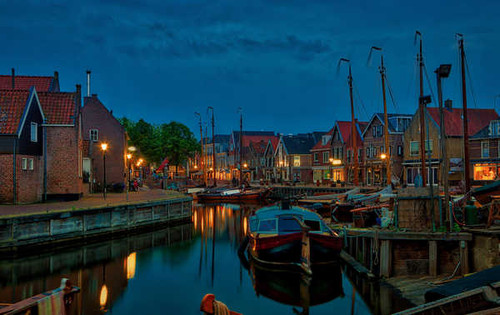Jual Poster Netherlands Houses Marinas Motorboat Evening 1Z