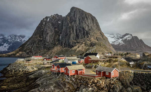 Jual Poster Norway Lofoten Houses Crag 1Z