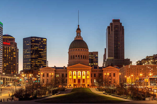 Jual Poster USA Houses Evening Saint Louis Street lights 1Z