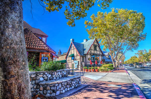 Jual Poster USA Houses Solvang California Street Trees 1Z