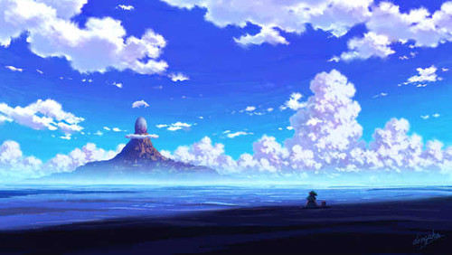 Poster Cloud Girl Landscape Sky Anime Original APC