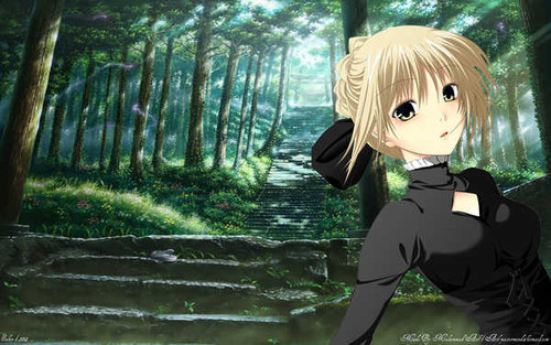 Poster Cloud Girl Saber (Fate Series) Sky Tree Fate Series Fate Stay Night APC