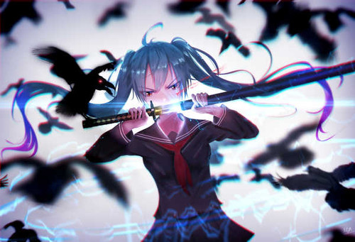 Poster Crow Hatsune Miku Katana Anime Vocaloid APC