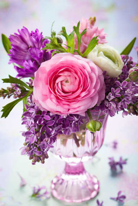 Jual Poster Bouquets Lilac Ranunculus Vase WPS