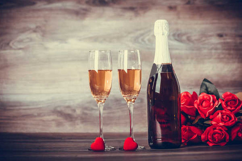 Jual Poster Valentine's Day Champagne Roses Bottle Stemware WPS