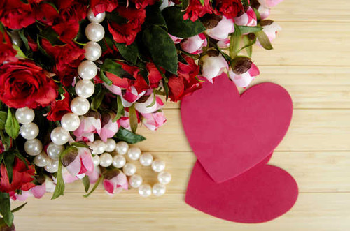 Jual Poster Valentine's Day Roses Peonies Jewelry Pearl Wood WPS 002
