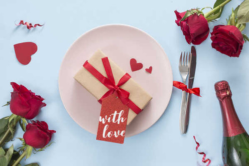 Jual Poster Valentine's Day Roses Plate Heart Fork WPS