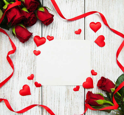 Jual Poster Valentine's Day Roses Template greeting card Red WPS 002