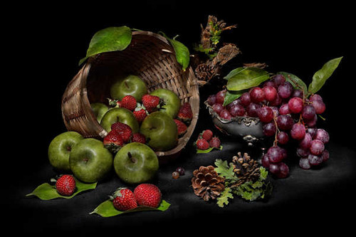 Jual Poster Apple Basket Berry Fruit Grapes Still Life Strawberry Fruits Fruit5 APC