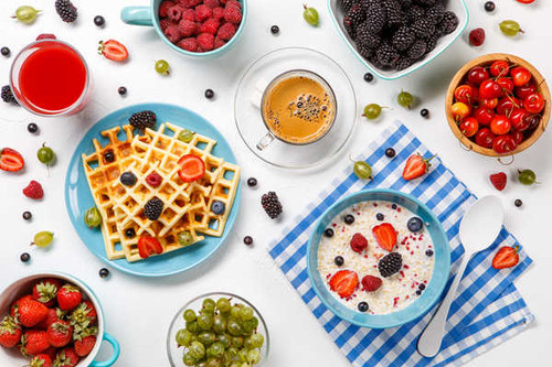 Jual Poster Berry Blackberry Breakfast Cherry Coffee Fruit Oatmeal Raspberry Still Life Strawberry Waffle Food Breakfast1 APC