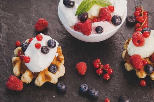 Jual Poster Berry Blueberry Currants Fruit Ice Cream Raspberry Sweets Waffle Food Ice Cream APC