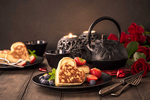 Jual Poster Berry Breakfast Candle Fruit Heart Shaped Rose Still Life Strawberry Teapot Food Breakfast5 APC