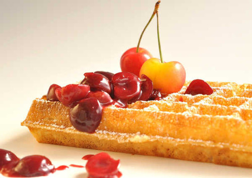 Jual Poster Breakfast Cherry Fruit Waffle Food Waffle APC