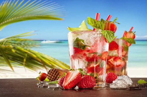 Jual Poster Cocktail Depth Of Field Drink Glass Strawberry Summer Food Cocktail APC