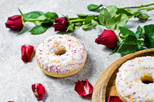 Jual Poster Doughnut Flower Red Flower Rose Still Life Food Doughnut5 APC