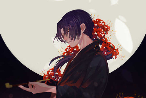 Poster Flower Itachi Uchiha Moon Night Naruto Naruto APC