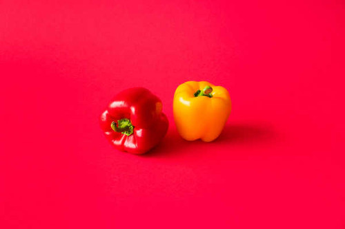 Jual Poster Bell pepper Colored background Red Yellow Two 1Z