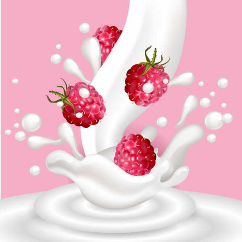 Jual Poster Berry Raspberry Milk Vector Graphics Water splash 1Z