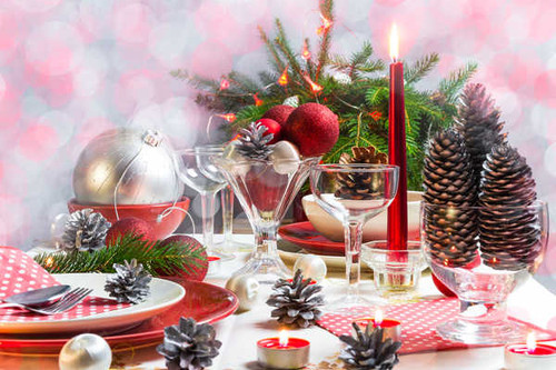 Jual Poster Christmas Holidays Table appointments Candles Pine 1Z