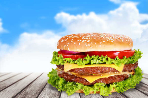 Jual Poster Fast food Hamburger Vegetables Wood planks 1Z
