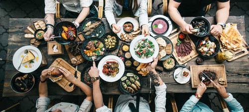 Jual Poster Many From above Plate Frying pan Hands Table 1Z