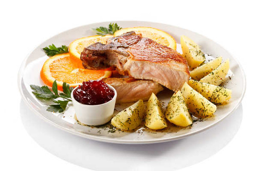 Jual Poster Meat products Potato Orange fruit White background 1Z
