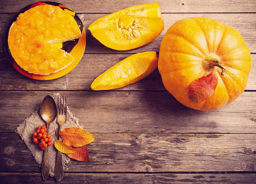 Jual Poster Pumpkin Pie Wood planks Spoon Fork Foliage Piece 1Z