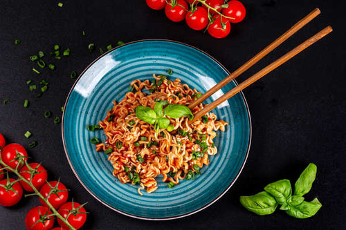 Jual Poster Tomatoes Black background Plate Pasta Chopsticks 1Z Jual Poster Tomatoes Black background Plate Pasta Chopsticks 1Z