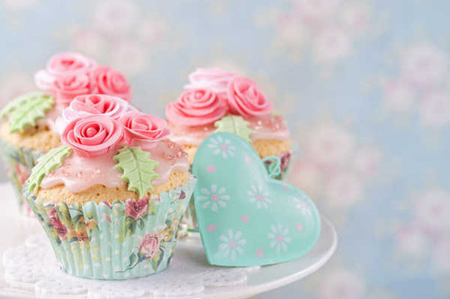 Jual Poster Valentine's Day Cake Roses Cupcake Design Heart 1Z