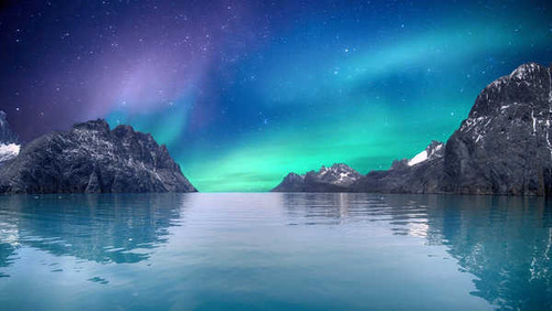 Jual Poster Aurora Borealis Rock Sea Earth Aurora Borealis9 APC